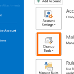 Outlook – File Menu – Info – Cleanup Tools