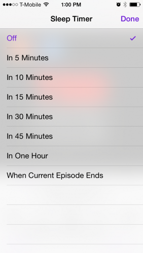 Podcast Sleep Timer iPhone