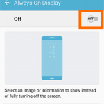 Samsung Galaxy S7 Home screen – Apps – Settings – Device Tab – Display – Always On Display Switch