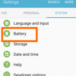 Samsung S7 – Settings – System – Battery