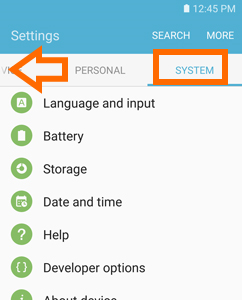 Samsung S7 - Settings - System