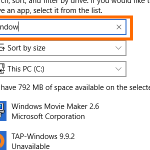 Windows – System – Storage – Drive Details – Apps and Games – Search by name