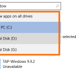 Windows – System – Storage – Drive Details – Apps and Games – Show by Drive