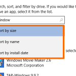 Windows – System – Storage – Drive Details – Apps and Games – Sort by type2