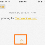iPhone – Notes – Share button
