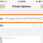 iPhone – Notes – Share button – Print – Select Printer