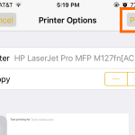 iPhone – Notes – Share button – Print button
