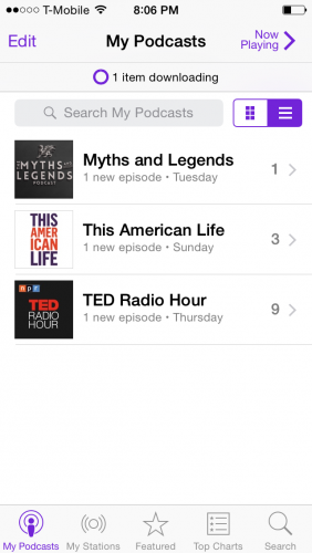 iPhone my podcasts