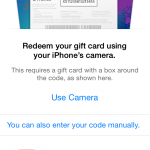 iPhone redeem iTunes Gift Card with camera