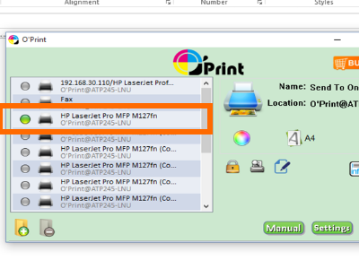 Oprint icon on windows - Choose printer