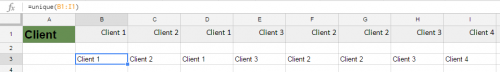 Google Sheets Unique Formula row