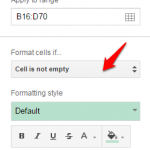 Google Sheets conditional formatting cells not empty
