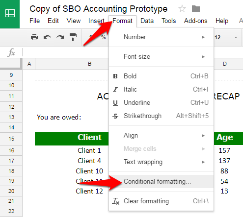 Google Sheets conditional formatting