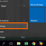Windows 10 – Start Menu – Settings
