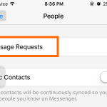 iPhone – Messenger – Messages – Me – People – Message Requests