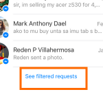 iPhone – Messenger – Messages – Me – People – Requests – Filtered Requests