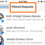 iPhone – Messenger – Messages – Me – People – Requests – Filtered Requests Messages
