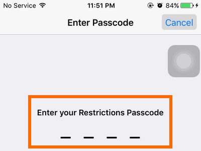 iPhone - Settings - General - Restriction Code