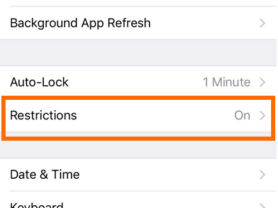 iPhone - Settings - General - Restrictions
