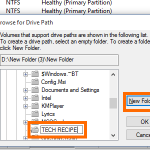 Disk Management – Add – Browse for drives – New Folder