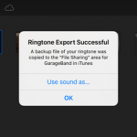 GarageBand – Smart Strings – Drop down box – My Music list – ringtone export successful