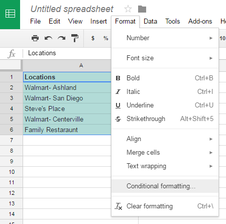 Google Sheets Conditional Formatting