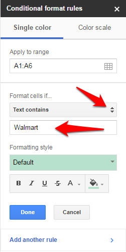 Google Sheets Hightlight if Text Contains