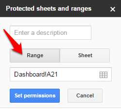 Google Sheets Protect Range