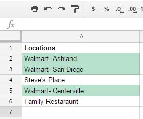 Google Sheets highlight cells containing string