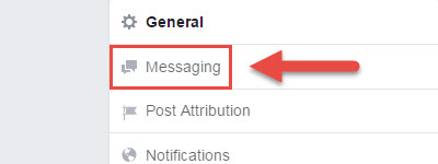 Facebook page messaging setting