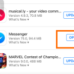 iphone – app store – update – open button