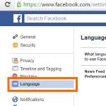 Facebook Settings – Language