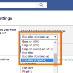 Facebook Settings – Language List