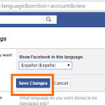 Facebook Settings – Save Language Changes