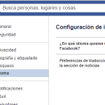 Facebook Settings on Spanish Language