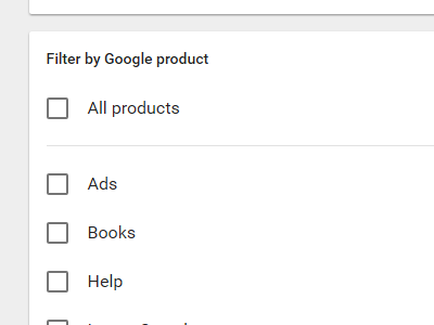 Google Filter by Google Products