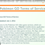 Pokemon Go – TOS Terms of Service