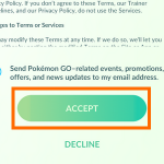 Pokemon Go – TOS Terms of Service – Accept