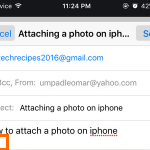 iphone Mail – create message – tap and hold on an empty space