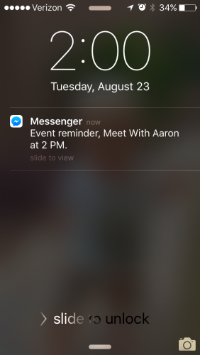 Facebook messenger reminder