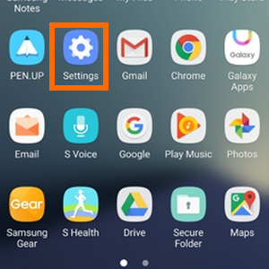 Galaxy Note7 Home Screen - Apps - Settings