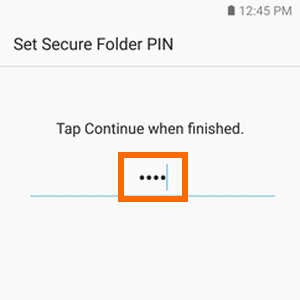 Galaxy Note7 Settings Lock screen and Security Secure Folder PIN code