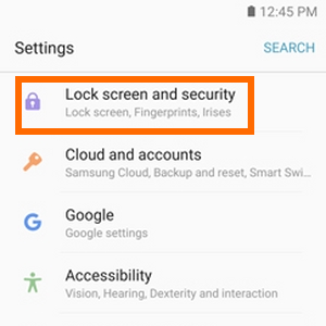 Galaxy Note7 Settings Lock screen and Security