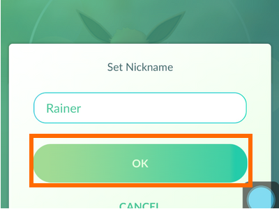 Pokomen GO Edit your Pokemon Name OK button