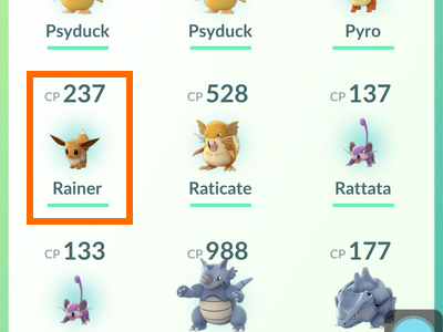 Pokomen GO Pokemon List Rainer