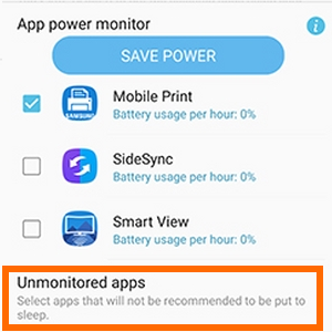 Note7 Settings Device Manager Unmonitored Apps