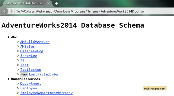 SQL Server: Table Schema Documentation Using DB>Doc