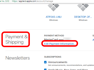 Edit Payment Information