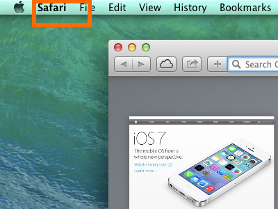 Mac OS X Mavericks Finder Safari Menu