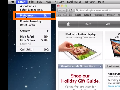 Mac OS X Mavericks Finder Safari Preferences